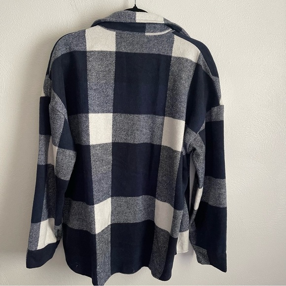 Fantaslook women’s Navy Blue and White Fall Flannel Shacket Shirt NWT sz Large - Picture 3 of 8